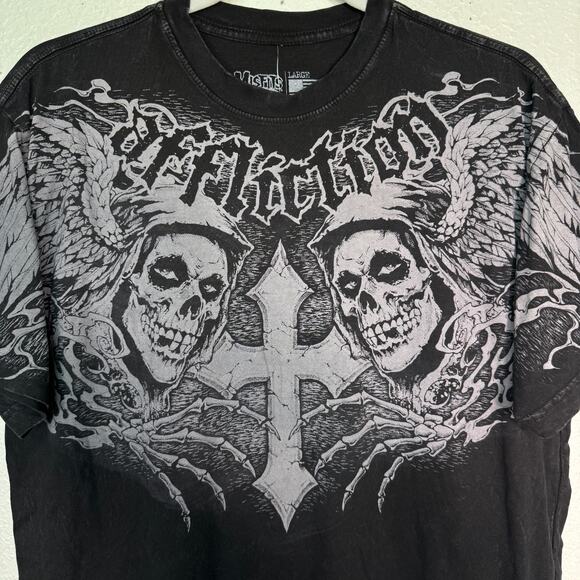 Affliction Misfits Shirt Mens Large Skull Wings Y2K Graphic Tee Grunge Punk NEW - Picture 4 of 9